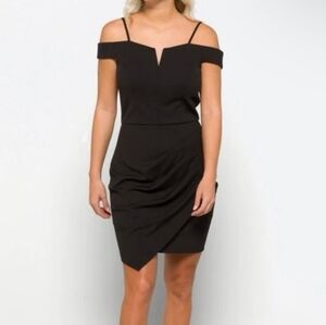 🔆 The General Good Black Off The Shoulder Asymmetrical Dress, Petite Medium